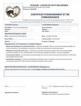 Certificat d'engagement